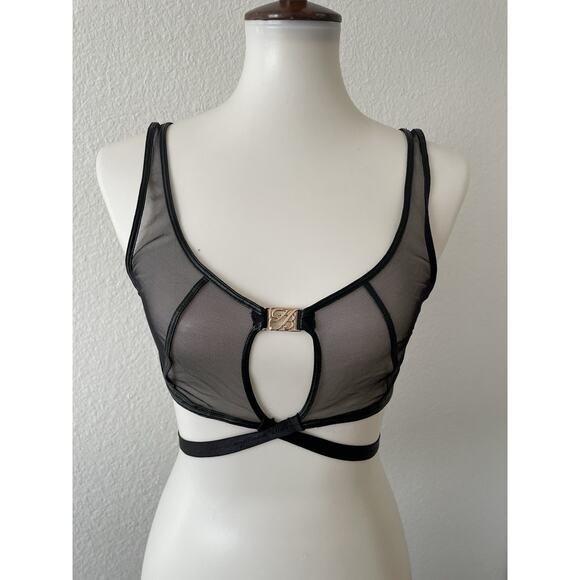 Honey Birdette Bra Emily Strappy Cross Front Sheer Mesh Lingerie - Picture 1 of 16